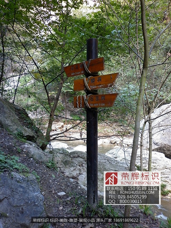 陕西商南金丝大峡谷标识牌景区标识 道路指示标识景点原始木质标识